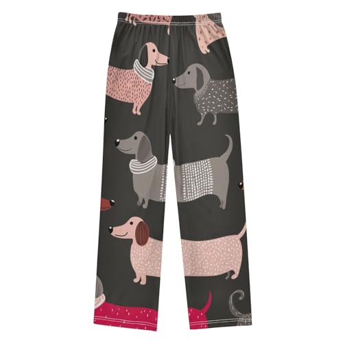 ZZXXB Lovely Dachshund Dogs Boys Long Pants Soft Trousers Elastic Waist Kids Lounge Bottoms with Pockets S-XL2