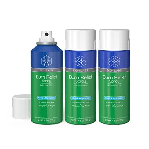 Burn Relief Spray: Cooling and Moisturizing Itch Relief with Aloe for Sunburn Pain - 4.5 oz (128 g) 3-Pack
