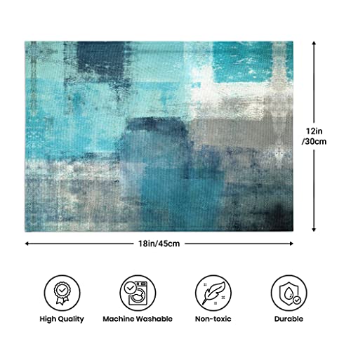 Fjogymlea Modern Art Placemats Set Of 4 Turquoise Abstract Painting Place Mats Washable Linen Teal Placemat For Kitchen Dining Table Party Home Decor 18X12 Inches thumb #7