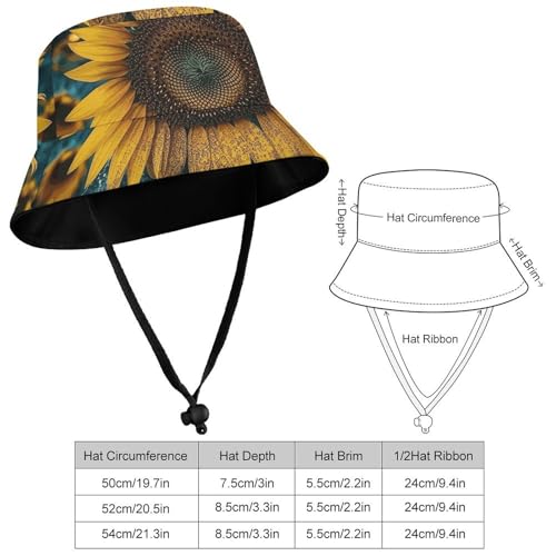 20.5in Fisherman Hats The Most Beautiful Sunflower Sun Hat for Men Women Bucket Hat Boonie Cap Travel Summer Beach Hats Black2