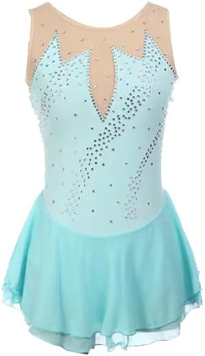 ArtSkating Figure Skating Dress for Girls & Women, Mint Green Rhinestone Embellished Competition Ice Skating Dress, Elegant Stretchy Performance Costume for Ice Shows, Training & Professional Events