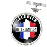 Badge Pin's Argenté 20mm Ecusson Sécurité Intervention France Tricolore Agent de Sécurité Vigile