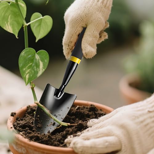 Image of Garden Trowel - Metal Hand Shovel with Rubber Handle. This Garden Hand Trowel is Easy to use and Suitable for Soil Planting, Digging, transplanting and Outdoor Exploration Activities (Narrow Shovel)