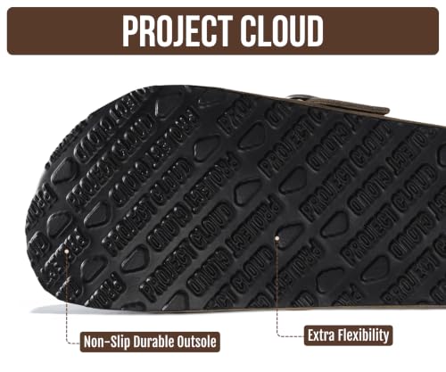 Image of Project Cloud 100% Genuine Leather Clogs for Women Shoes - Memory Foam Insole, Non-Slip & Natural Cork Footbed Arch Support Big Buckle Womens Clogs and Mules Footwear (Manchester)