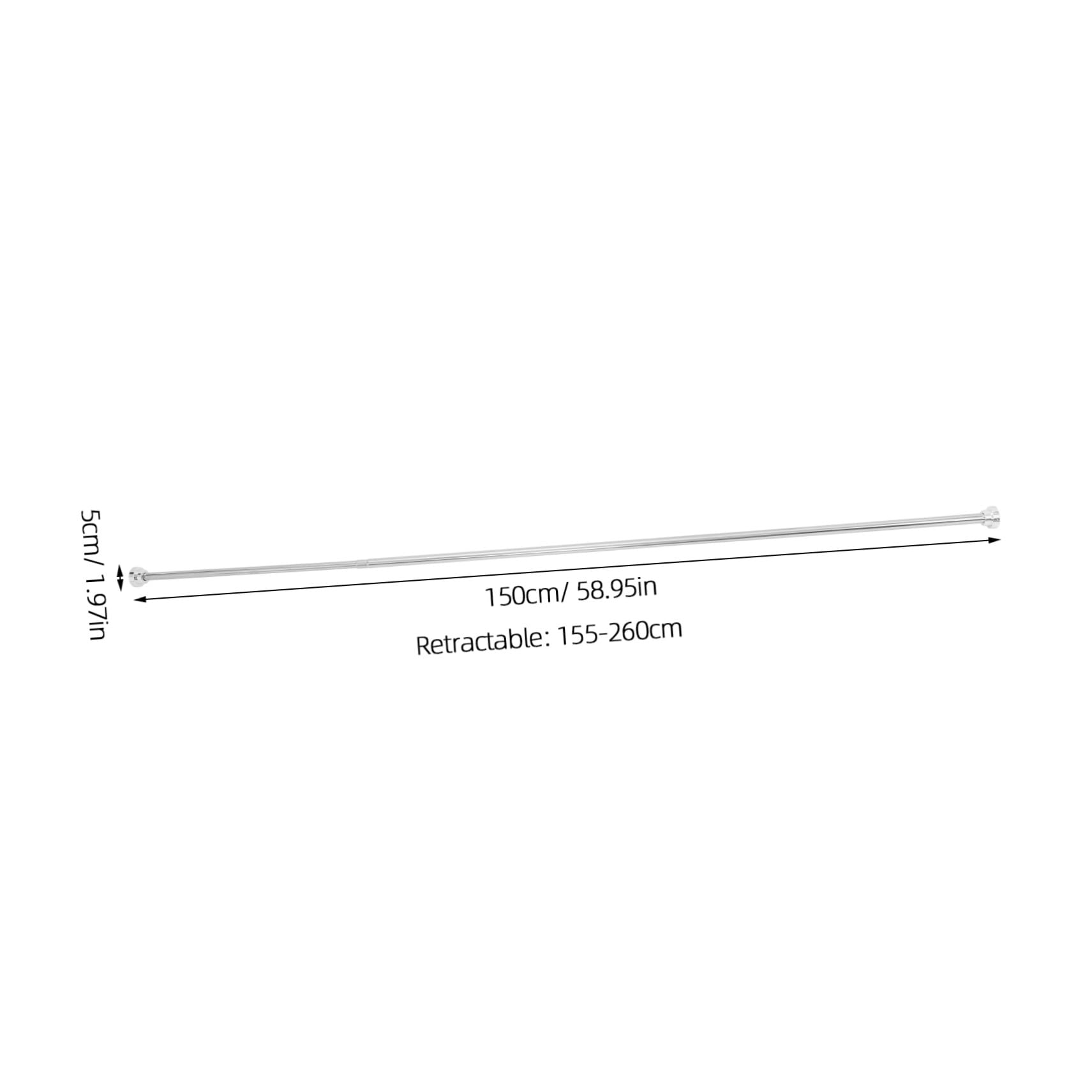 Tringle à Rideau de Bain Extensible 155-260cm en Acier Inoxydable