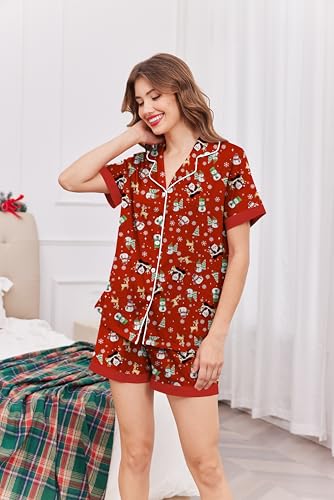 Image of Ekouaer Womens Button Down Pajamas Set Short Sleeve Sleepwear 2026 Summer Soft 2 Piece Lounge Sets