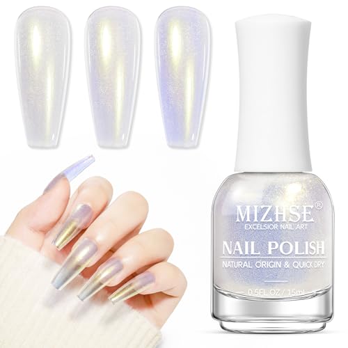 MIZHSE Esmalte de uñas, esmalte de uñas, esmalte de uñas Shimmer de secado rápido, esmalte de uñas a base de aceite, sin lámpara UV, diseño de uñas, bricolaje en casa