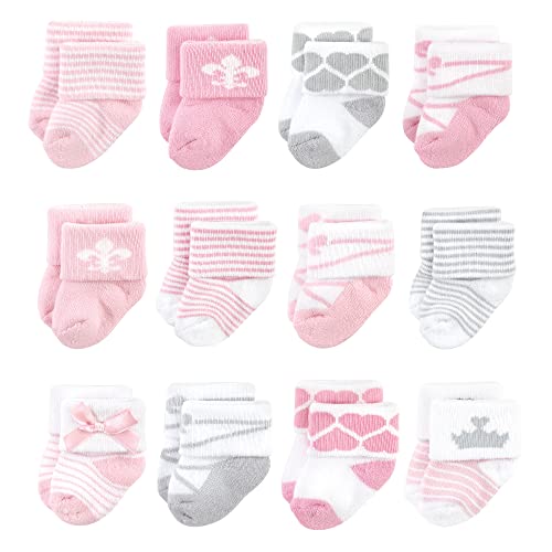 Image of Hudson Baby unisex-baby Cotton Rich Newborn and Terry Socks