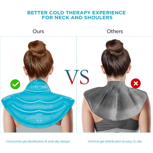 Image of Comfytemp Ice Pack for Neck Shoulders Pain Relief, Resuable Large Gel Shoulder Cooling Wrap for Upper Back, Cold Compress Therapy for Cervical Injuries, Recovery Items for Men Women (Small, Sky Blue)
