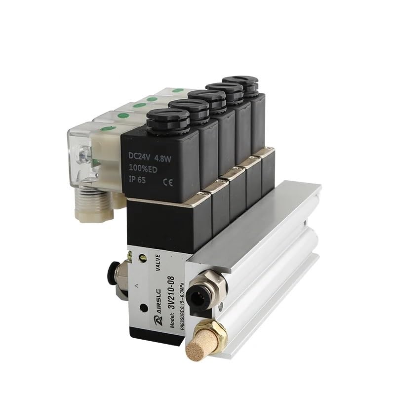 Bloque de electroválvula electromagnética 3V110-06-NC, normalmente cerrado, con silenciador, base de montaje, colector, 12 V CC, 24 V CA, 110 V, 220 V, 3 puertos(4 Stations)