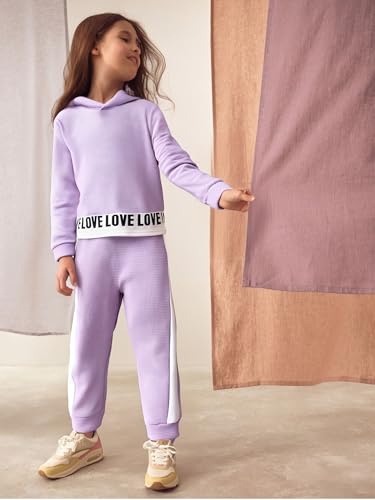 Image of Toddler Kid Girls Clothes Ribbed Color Block Long Sleeve Hoodie Sweatsuit Set Fall Outfits