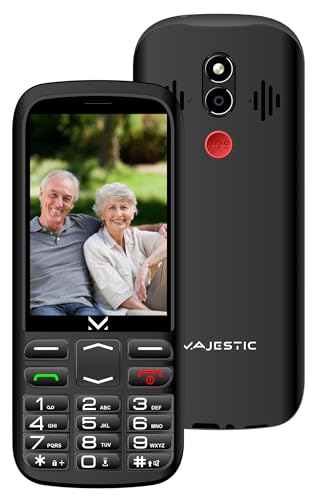 Majestic Sileno 35 BK - Teléfono Senior Pantalla 3.5', Dual Nano SIM, Audio Inalámbrico, Cámara, Tecla SOS, Base de Carga, Entrada para Tarjeta MicroSD, Negro
