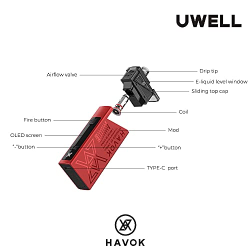 Uwell HAVOK V1 Pod Mod Vape E-Zigarette 1800mAh 2ml 65W Kein Nikotin (Silber) – Bild 5