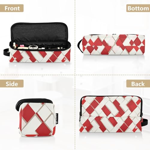 Estuche de viaje 2-en-1 para plancha rizadora con almohadilla resistente al calor para planchas y rizadores, organizador impermeable blanco y rojo miniatura 5
