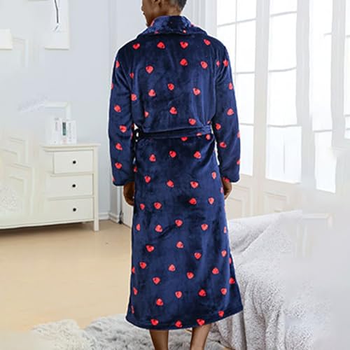 Mens Robe Plush Printed Bath Robe Soft Fleece Robes Long Shower Spa Bathrobe with Pockets Loungewear Sleepwear4