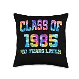 Tie Dye Class of 1985 Reunion 40 Year Alumni High School Tee Throw Pillow