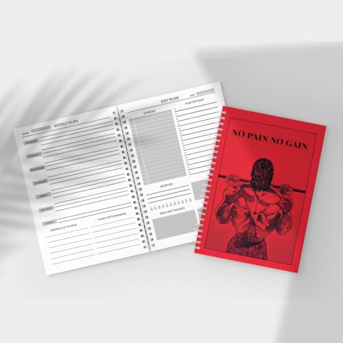 Image of Zenithink Daily Planner Undated KIT with 3 Bookmarks | 60+Stickers - 350gsm A5 Size Hard Bound, 80 GSM - 164 pages | Day | Weekly | Monthly Pages (Motivational No Pain No Gain - Daily Planner Get Things Done) | 4 Months