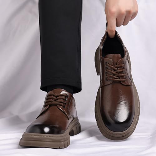 Men's Vintage Leather Lace Up Platform Oxfords Shoes Black Round Toe Soft Rubber Sole Non-Slip Waterproof Business Formal Derby Dress Shoes4