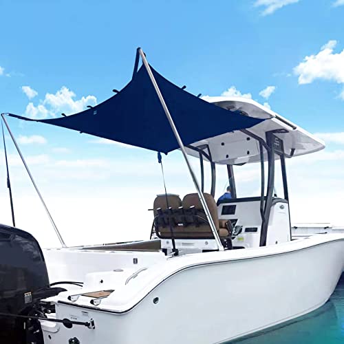 TeBaisea Boat T-Top Sun Shade Kit Boat Canopy, Boat Cover with Stainless Steel Telescopic Rod Foldable, UV-Proof 1200D High-Tech Polyester Fiber, Anti-Ultraviolet Dark Blue(47"×59"×47" by TeBaisea - Used condition - US$76.12