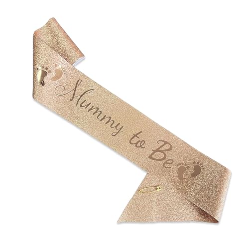 Quavendrix Rose Gold Maternity Sash for Expecting Mothers - Elegant Glitter Accessory for Baby Showers and Gender Reveal Celebrations