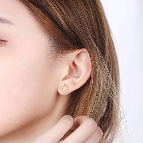 MALOYANVE Small Pumpkin Stud Earrings for Women Halloween Costumes Earrings Gold Silver Plated Fall Autumn Earrings, Thanksgiving Day Gift2