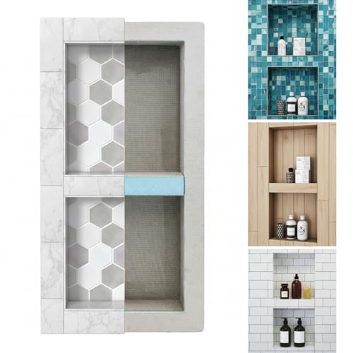 Houseables Shower Niche, Shower Niche Insert Tile Ready, Recessed Bathroom Storage, 12x28 (13x...