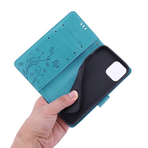 Capa C-Super Mall-UK para iPhone 12 Pro, capa para iPhone 12, capa carteira em relevo borboleta com