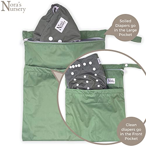 Nora's Nursery Wet Dry Bags with Two Zippered Pockets, Reusable and Washable Wet Bag for Swimming Travel, Beach, Pool - Image 3