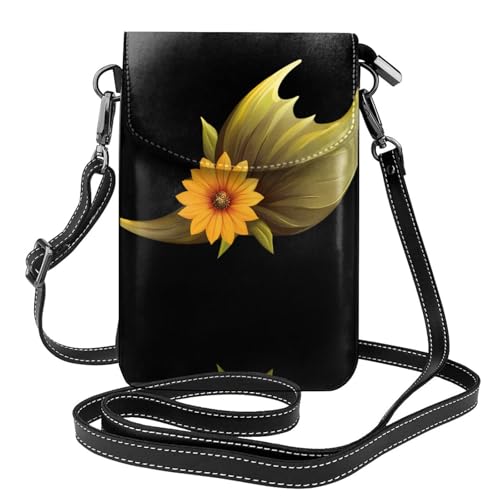 Sac à bandoulière pour téléphone portable en cuir imprimé tournesol 19cm