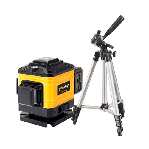 Nível Laser Profissional 3D de 12 Linhas, Alcance de 30 metros, Tripé Profissional, Controle Remoto,