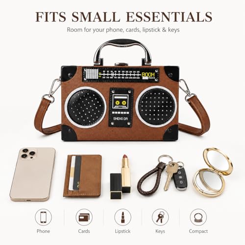 Image of QZUnique Tape Shaped Shoulder Bag Radio Recorder PU Crossbody Bag Women's Retro Evening Bag Handbag Clutch Purse
