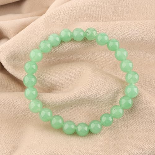 Anagha Jewels Natural Green Jade Gemstone Handmade 8mm Round Beaded Stretch Bracelet 7.5" Unisex, Energy Power Crystal Chakra Reiki Healing Elastic Bracelet, Jade Jewelry Bracelet, Good Luck Bracelet2