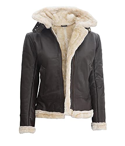 Blingsoul Brown Shearling Leather Jacket for Women | [1309337] Marilyn Brown, XXXL