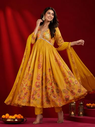 Image of KD Women's Cotton Printed Kurta Set with Pants & Dupatta | Elegant Ethnic Wear for Women | Floral Print |