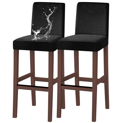 Image of Bar Stool Covers Counter Chair Slipcovers Set of 2,Black
