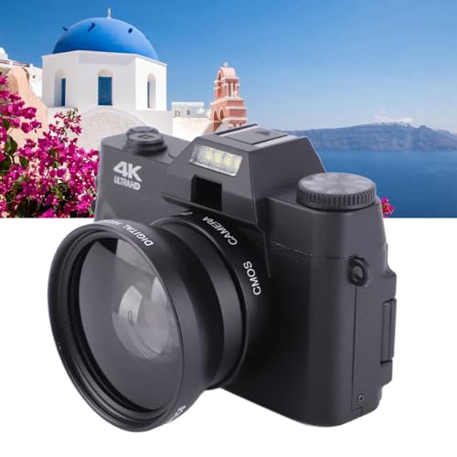 Cámara digital 4K 48MP pantalla HD 3 pulg giratoria 180° miniatura 6