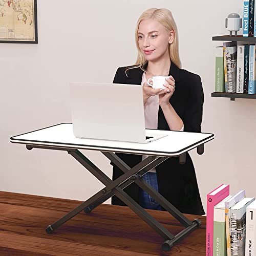 ERGOMAKER 高さ調整可 スタンディングデスク 座位・立位両用昇降デスク 折りたたみ多機能テーブル 65 X 40CM PCパソコンラップトップ用 オフィスワークテーブル（白） [3]