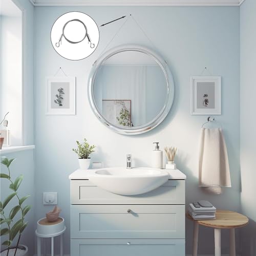 Image of 2 PCS Adjustable Picture Hanging Wire with 2 Hooks 2m x 1.5mm Stainless Steel Wire Rope Heavy Duty Mirror Hanging Hardware for Mirror Photo Light Lamp Artwork Billboards