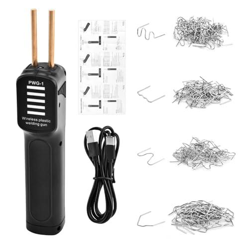 Image of Cordless Plastic Welder, Portable Plastic Welding Kit USB-C Charging, 200pcs Hot Plastics Stapler, Plastics Soldering Kit with LED Light(COLOR:balck)