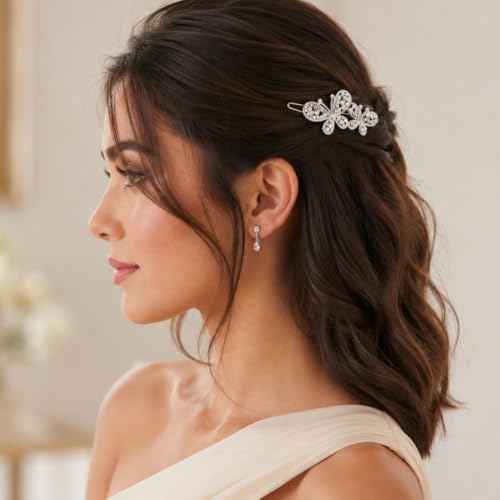Image of Young & Forever Gift Special Fashion Celestial Stars Flower Butterfly Gold Plated Crystal Barrette Hair Clip /Pin Hair Accessories for women