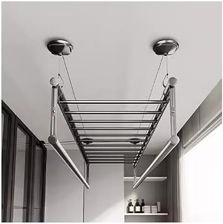 Automatic Electric Clothes Drying Rack - Ceiling-Mounted, 2.8m Capacity, Hand Crank & Double Pole Design for Balcony, Manual & Auto Function for Efficient Drying