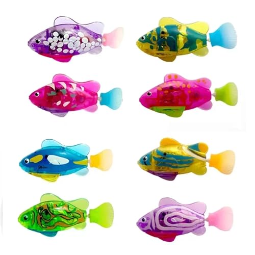 Image of 5 PCS Electronic Fish Baby Summer Bath Toy Pet Cat Toys Swimming Robot Fish with LED Light Water Swim Pool Bathtub Toys Christmas Birthday Gifts