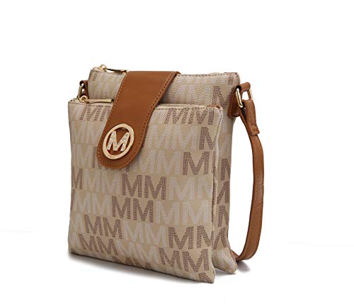 MKF Crossbody Bags for women – Cross body Strap, Messenger Purse – PU Leather Handbag, Womens Fashion Pocketbook Beige
