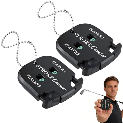 IOGOG 2Pcs Golf Stroke Counter 2-Player Golf Counter Clicker with Hanging Rope Shockproof Mini Portable Stroke Counter for Your Golf Outdoor Sports Different Kinds of Competitions and Games(Black)