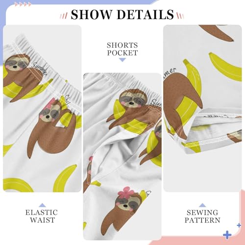 ZZXXB Summer Sloth Banana Boys Long Pants Soft Trousers Elastic Waist Kids Lounge Bottoms with Pockets S-XL4