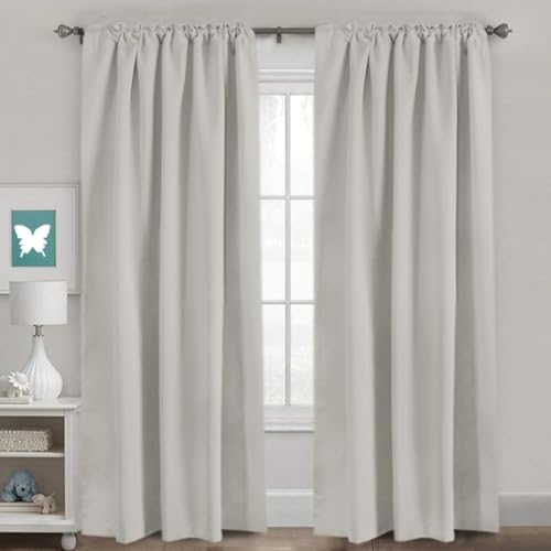 Image of H.VERSAILTEX Back Tab Curtains 102 Inch Long for Living Room, Rod Pocket Room Darkening Thermal Insulated Blackout Curtains, 52 x 102 Inch, Ivory /Cream, 2 Panels