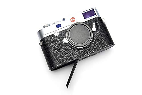 M10 Camera Case, Bolinus Handmade Genuine Real Leather Half Camera Case Bag Cover For Leica M10 Camera Bottom Opening Version + Hand Strap (Black) #TOP4
