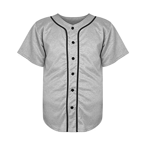 Blank Plain Baseball Jersey Button Down Shirts for Men S-3XL