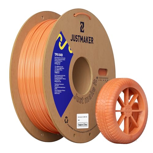 JUSTMAKER TPU 64D 3D Printer Filament, Flexible Materials with Superior Performance, Upgrade Cardboard Spool, 1kg, Dimen