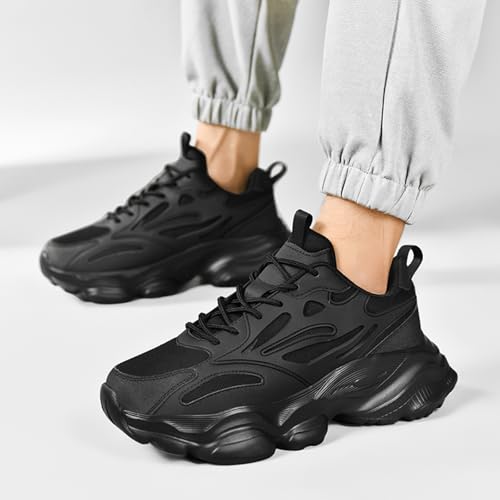 GSIGUL Men's Beige Chunky Fashion Sneakers, Casual Sports Tennis Walking Shoes2